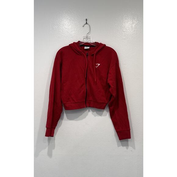 Gymshark Red GS Power Crop Hoodie Women’s Size Small Zip Gym Cropped Sweater - Picture 1 of 4